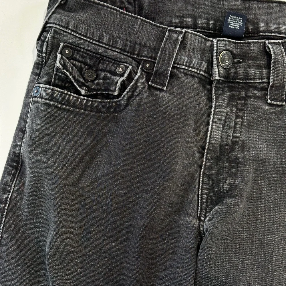 True Religion Ricky Flap Pocket Relaxed Straight Jeans Dark Gray 33